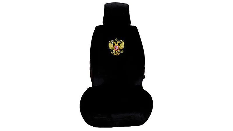 Целиковая накидка из искусственного меха на сиденья автомобиля (Герб России) Целиковая накидка из искусственного меха на сиденья автомобиля (Герб России)